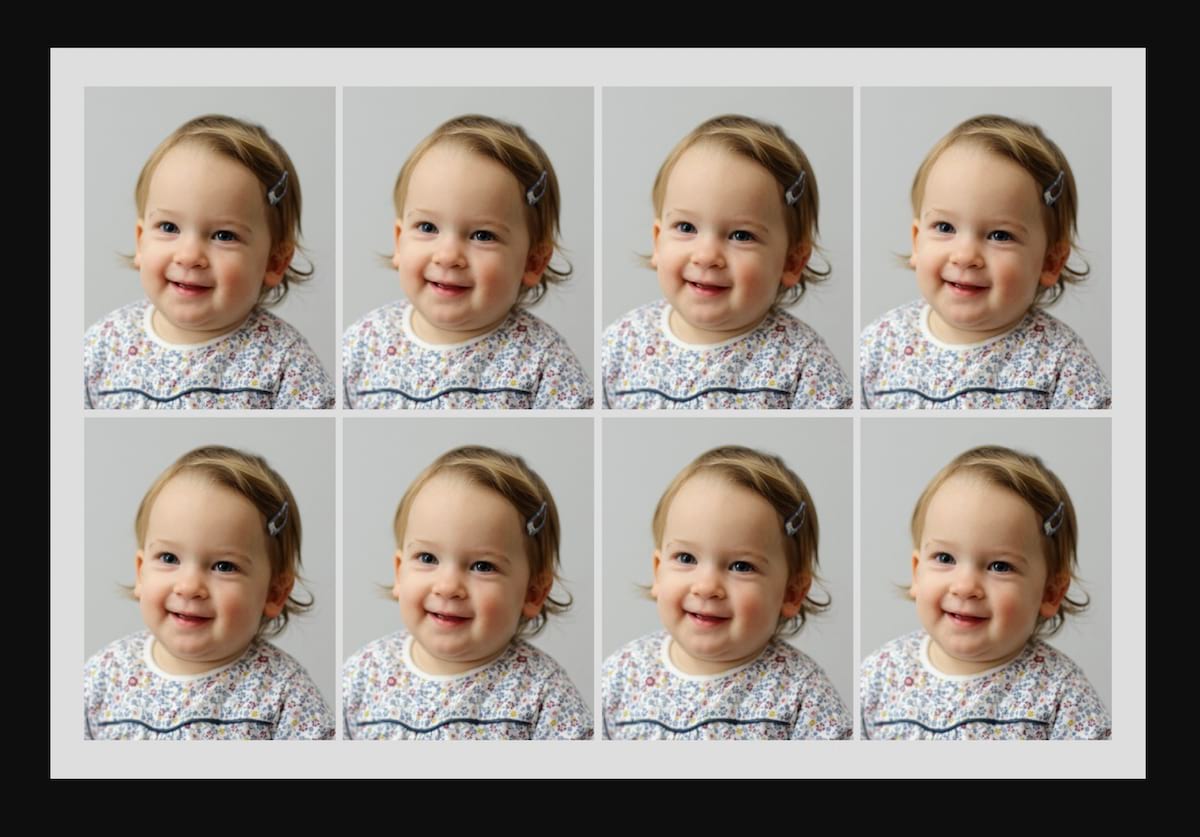 Multiple passport photos for the price of one print
