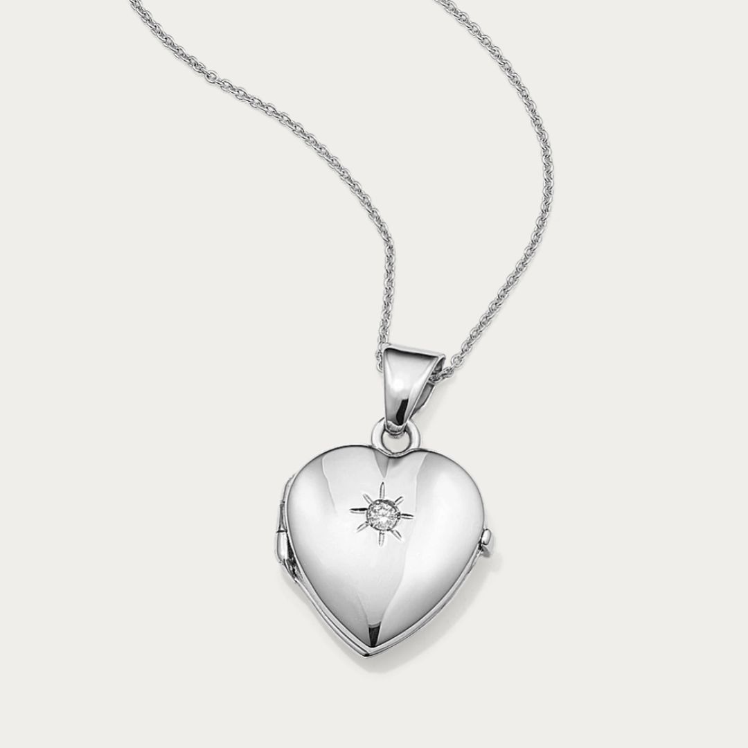 Diamond Starburst Locket in Sterling Silver