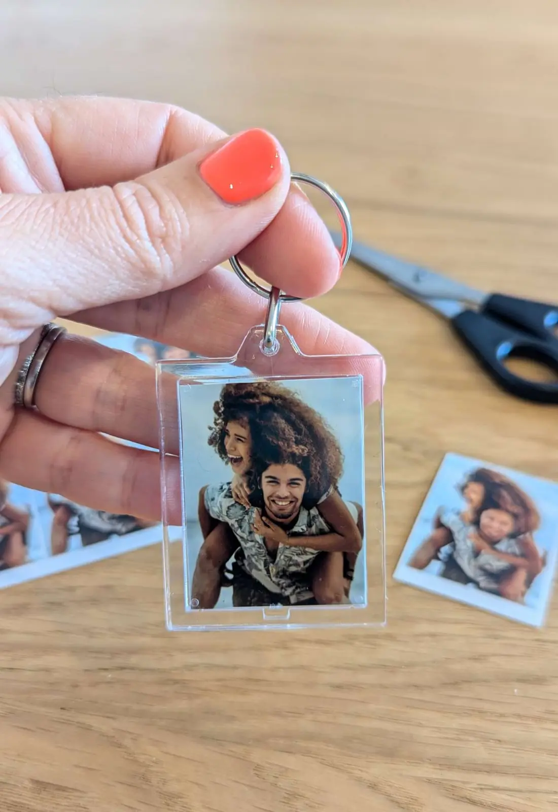 A photo inside a keyring